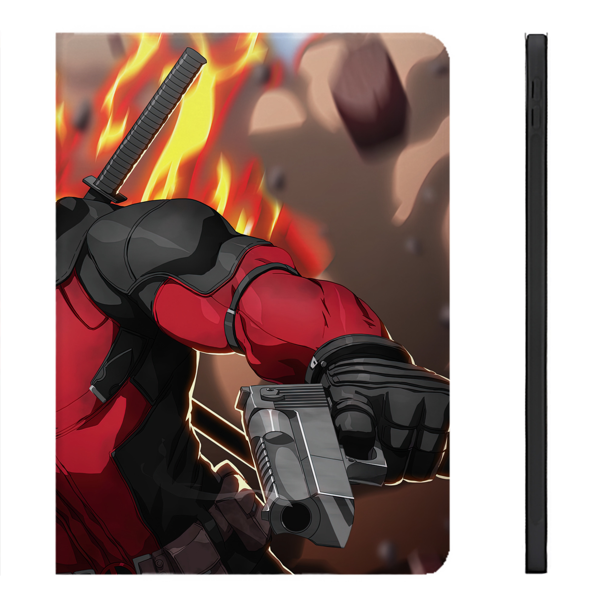 （画像用） Deadpool デッドプール IPadケース ペンホルダー付き ブックスタイルデザイン